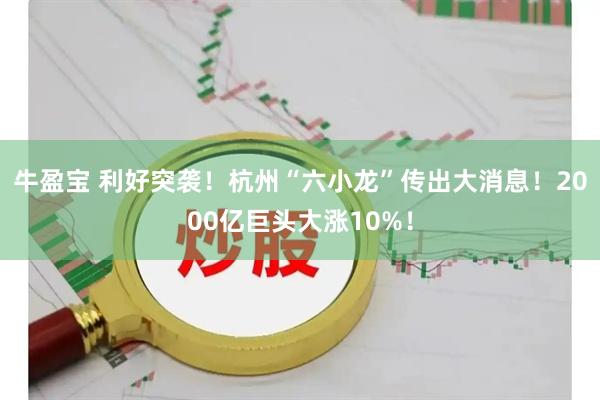 牛盈宝 利好突袭！杭州“六小龙”传出大消息！2000亿巨头大涨10%！